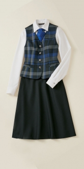 事務服セロリーベスト+Aラインスカート(ベストスーツ)