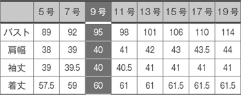 サイズ表