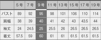サイズ表