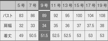 サイズ表