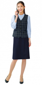 事務服カーシーカシマベスト+Aラインスカート(ベストスーツ)