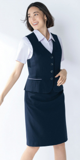 事務服セロリーベスト+Aラインスカート(ベストスーツ)