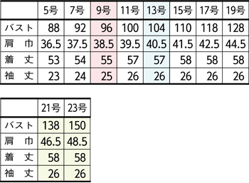 サイズ表