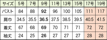 サイズ表