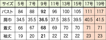 サイズ表