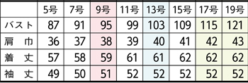 サイズ表