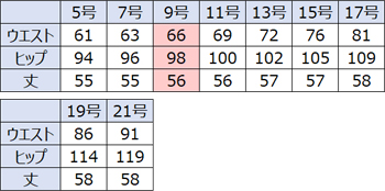 サイズ表
