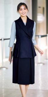 事務服ボンマックスベスト+プリーツスカート(ベストスーツ)