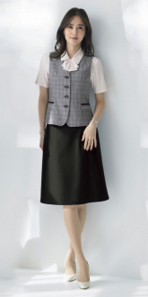 事務服セロリーベスト+Aラインスカート(ベストスーツ)