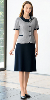 事務服アンジョアオーバーブラウス+Aラインスカート