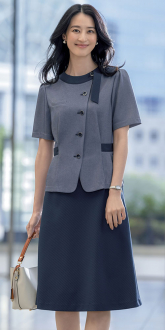 事務服セロリーオーバーブラウス+Aラインスカート