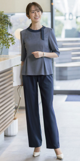 事務服セロリーオーバーブラウス+パンツ