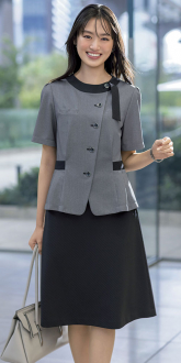 事務服セロリーオーバーブラウス+Aラインスカート