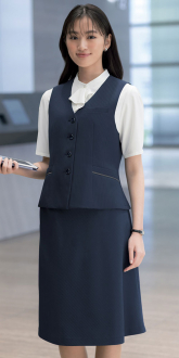 事務服セロリーベスト+Aラインスカート(ベストスーツ)