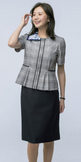 事務服セロリーオーバーブラウス+タイトスカート