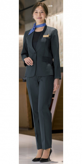 事務服セロリージャケット+パンツ(オフィススーツ)