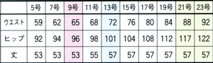 サイズ表