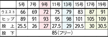 サイズ表