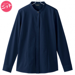 事務服ピエ長袖スタンドカラーブラウス