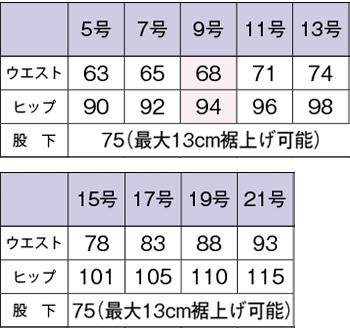サイズ表