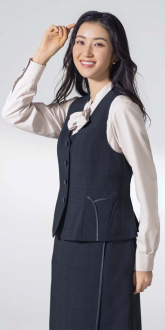 事務服セロリーベスト+Aラインスカート(ベストスーツ)