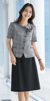 事務服セロリーオーバーブラウス+Aラインスカート