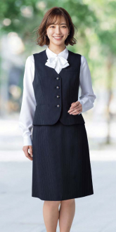 事務服セロリーベスト+Aラインスカート(ベストスーツ)