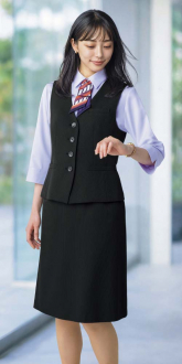 事務服セロリーベスト+Aラインスカート(ベストスーツ)