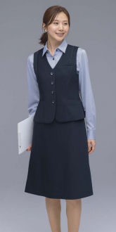 事務服セロリーベスト+Aラインスカート(ベストスーツ)