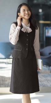 事務服セロリーベスト+Aラインスカート(ベストスーツ)