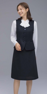 事務服セロリーベスト+Aラインスカート(ベストスーツ)