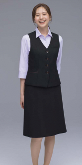 事務服セロリーベスト+Aラインスカート(ベストスーツ)