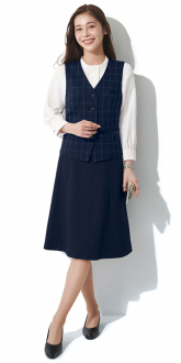 事務服カーシーカシマベスト+フレアースカート(ベストスーツ)