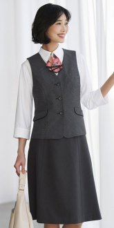 事務服カーシーカシマベスト+フレアースカート(ベストスーツ)