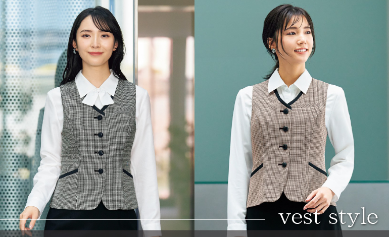 アンジョア enjoie事務服 チドリチェック　コーデ画像