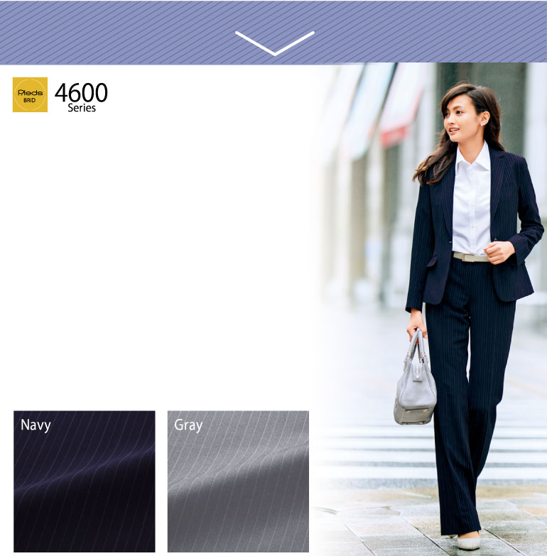 ピエ春夏向け人気事務服ソロテックスストライプシリーズ